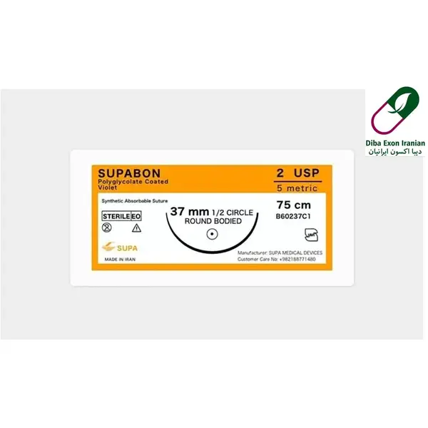 نخ جراحی ویکریل(سوپابن) 2 (دو) راند سوزن 37 سوپا - 2