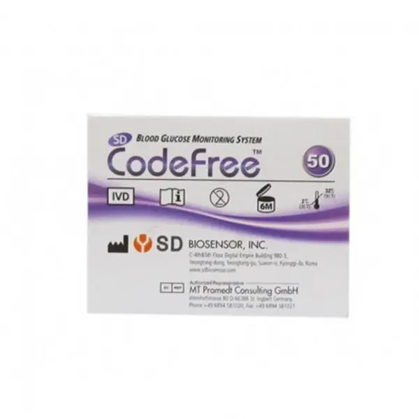 نوار تست قند خون اس دی بایوسنسور مدل کد فری codefree - 5