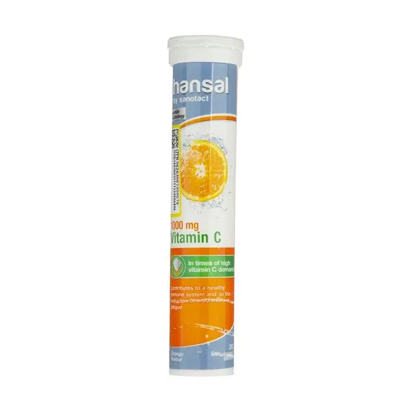 قرص جوشان ویتامین C 1000 میلی گرم‌ هانسال 20 عدد Hansal Vitamin C 1000 Mg Orange Flavour 20 Effervescent Tabs - 4