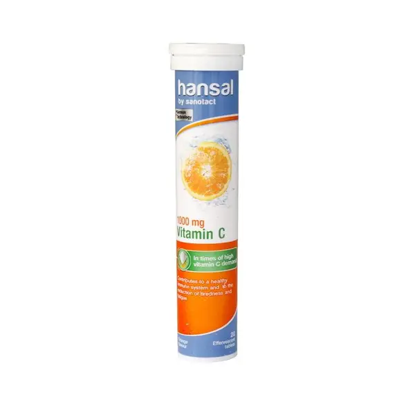 قرص جوشان ویتامین C 1000 میلی گرم‌ هانسال 20 عدد Hansal Vitamin C 1000 Mg Orange Flavour 20 Effervescent Tabs - 5