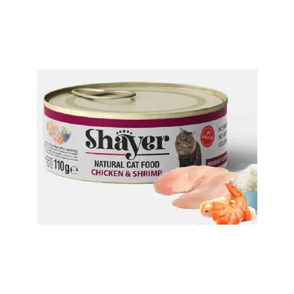 کنسرو گربه شایر با طعم مرغ و میگو 110 گرم _ Shayer - 4