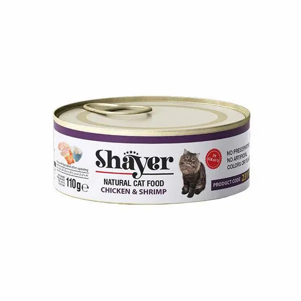 کنسرو گربه شایر با طعم مرغ و میگو 110 گرم _ Shayer - 2