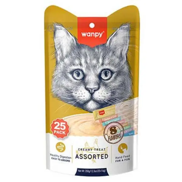 بستنی گربه ونپی 8 طعم بسته 25 عددی ا Wanpy Creamy Treats - 3