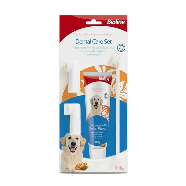 ست مسواک و خمیردندان سگ بایولاین با طعم مرغ ۱۰۰ گرمی ـ BIOLINE DENTAL CARE SET WITH CHICKEN FLAVOUR 100 GR - 2