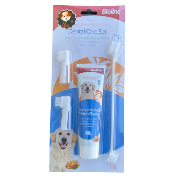 ست مسواک و خمیردندان سگ بایولاین با طعم مرغ ۱۰۰ گرمی ـ BIOLINE DENTAL CARE SET WITH CHICKEN FLAVOUR 100 GR - 3