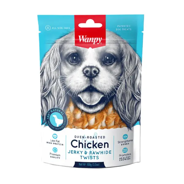 تشویقی سگ ونپی با طعم مرغ و پوست خام Chicken Jerky & Rawhide Twists وزن 100 گرم - 2