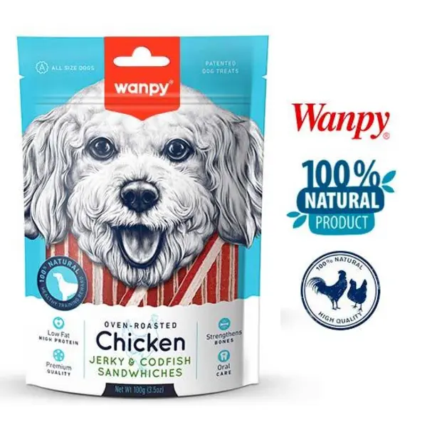 غذای تشویقی سگ ونپی مدل Chicken Jerky And Codfish Sandwhiches وزن 100 گرم - 4