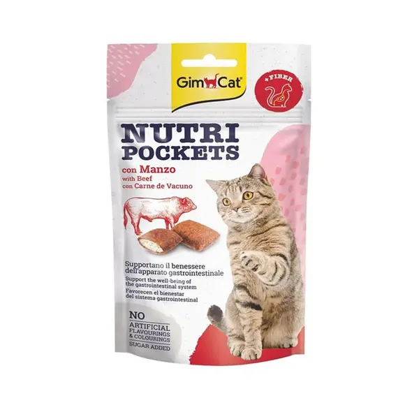 اسنک تشویقی گربه جیم کت با طعم گوشت گاو GimCat Nutri Pockets Beef وزن 60 گرم - 2