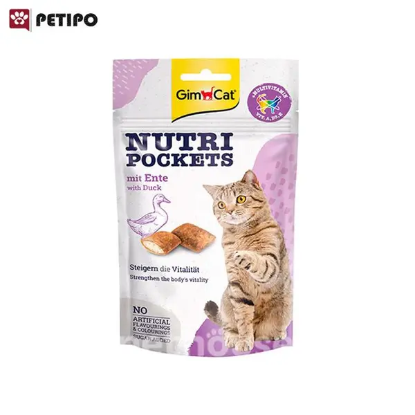 اسنک تشویقی نوتری گربه جیم کت با طعم اردک GimCat Nutri Pockets Duck وزن 60 گرم - 4