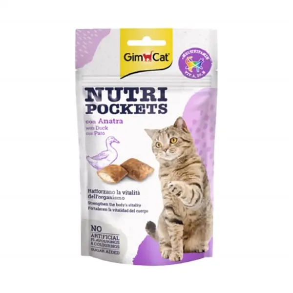 اسنک تشویقی نوتری گربه جیم کت با طعم اردک GimCat Nutri Pockets Duck وزن 60 گرم - 5