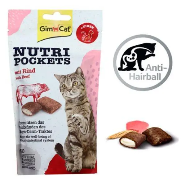 اسنک تشویقی گربه جیم کت با طعم گوشت گاو GimCat Nutri Pockets Beef وزن 60 گرم - 6