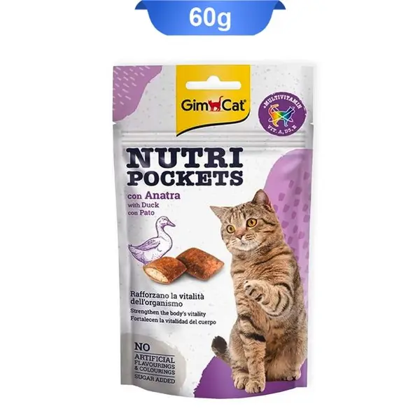 اسنک تشویقی نوتری گربه جیم کت با طعم اردک GimCat Nutri Pockets Duck وزن 60 گرم - 6