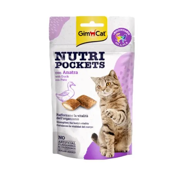 اسنک تشویقی نوتری گربه جیم کت با طعم اردک GimCat Nutri Pockets Duck وزن 60 گرم - 2