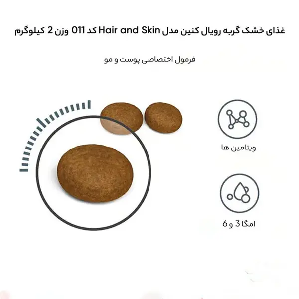 غذای خشک گربه بالغ رویال کنین مدل hair and skin وزن 2 کیلوگرم - 2
