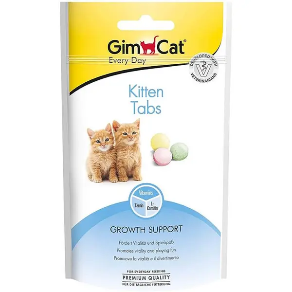 قرص مکمل بچه گربه جیم کت مدل Kitten Tabs طعم شیر وزن ۴۰ گرم