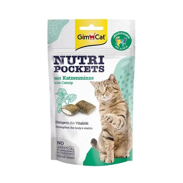 تشویقی گربه جیم کت مدل Nutri Pockets طعم بیف و کت نیپ وزن ۶۰ گرم - 2
