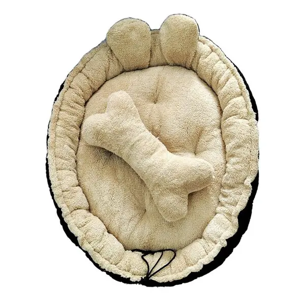 جای خواب سگ و گربه مدل Teddy طرح استخوان به همراه بالش - 3