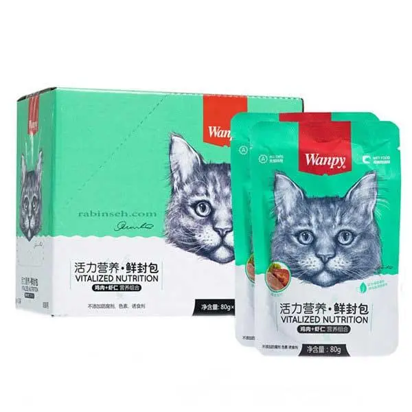 پوچ گربه ونپی با طعم مرغ و میگو Wanpy Chicken & Shrimp  وزن 80 گرمی - 4
