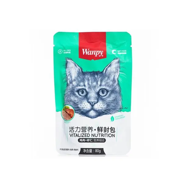 پوچ گربه ونپی با طعم مرغ و میگو Wanpy Chicken & Shrimp  وزن 80 گرمی - 6