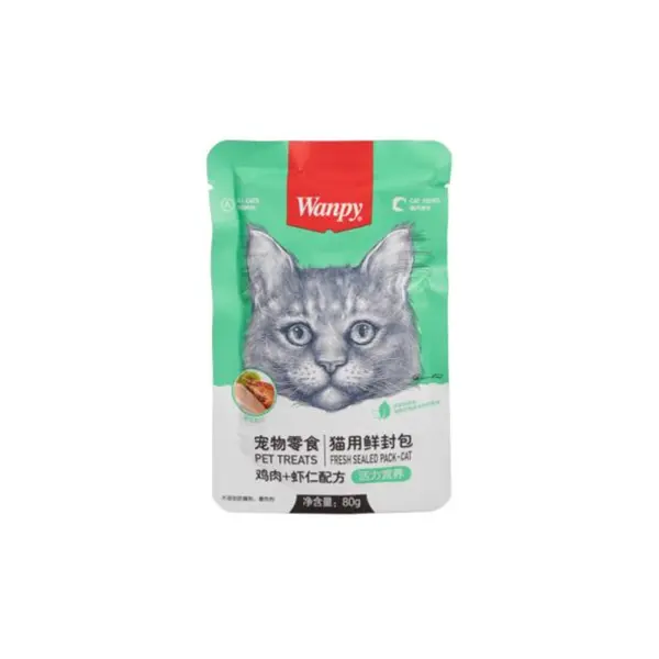 پوچ گربه ونپی با طعم مرغ و میگو Wanpy Chicken & Shrimp  وزن 80 گرمی - 5