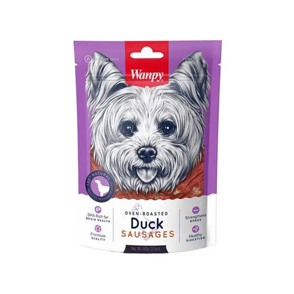 تشویقی سوسیسی سگ ونپی با طعم اردک Wanpy duck sausages وزن ۱۰۰ گرم - 2