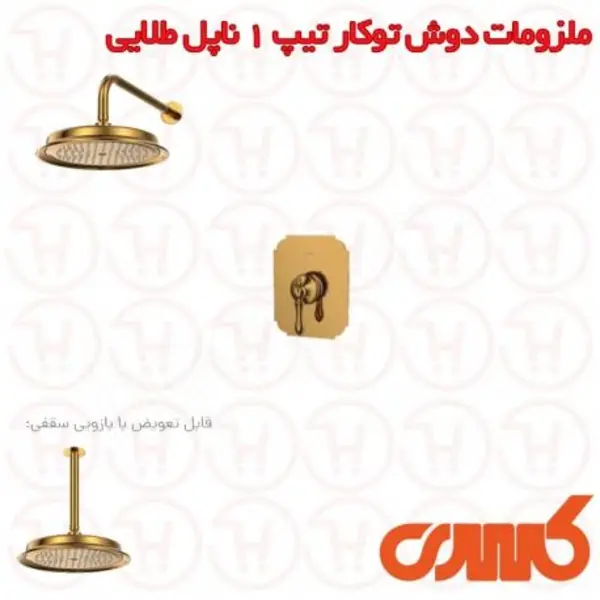 ملزومات دوش توکار تیپ 1 کسری مدل ناپل طلایی - 2