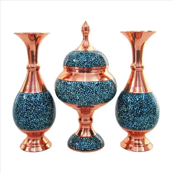 ست گلدان و شکلات خوری فیروزه کوبی - 4