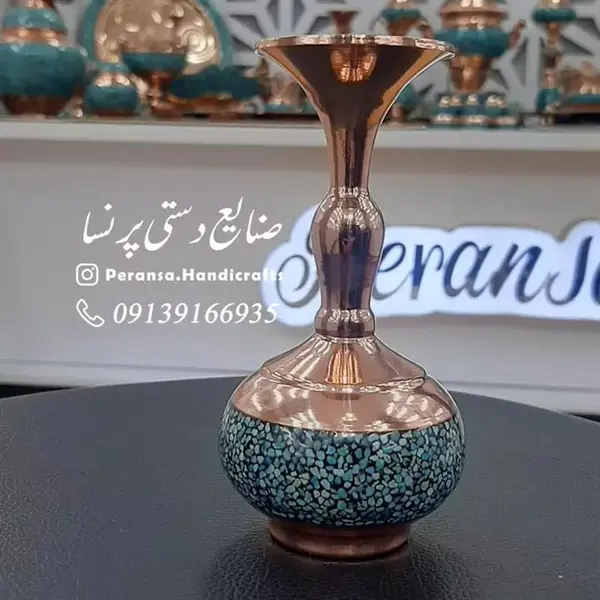 گلدان فیروزه کوبی مدل شلغمی - 4