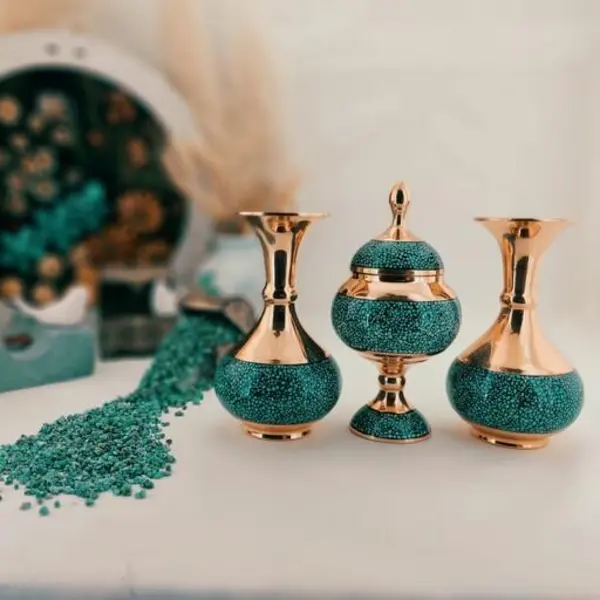 ست گلدان و شکلات خوری فیروزه کوبی - 2