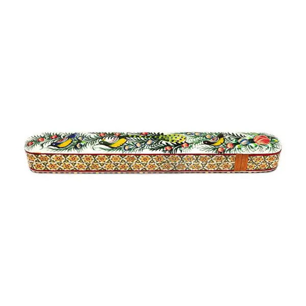 قلمدان خاتم کاری مدل کشویی طرح گل و مرغ برجسته کد 3044Gr - - 2