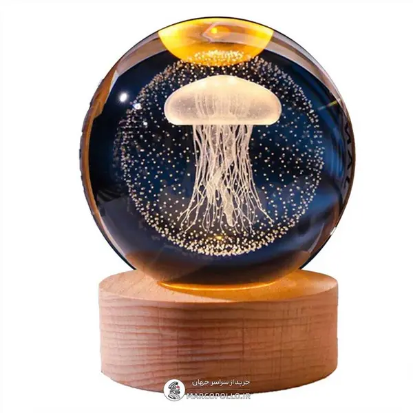 چراغ خواب مدل گوی کریستالی طرح عروس دریایی کد 001 - 3