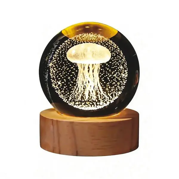 چراغ خواب مدل گوی کریستالی طرح عروس دریایی کد 001 - 2