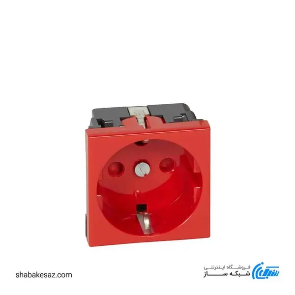 پریز برق قرمز ضامن‌دار دو پل به همراه اتصال زمین لگراند کد 077214 - 5
