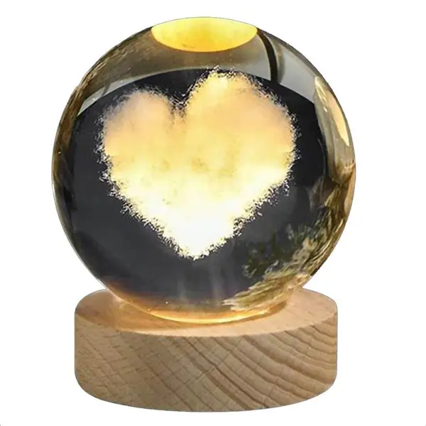 چراغ رومیزی مدل گوی کریستال 3D طرح قلب عاشقانه - 2
