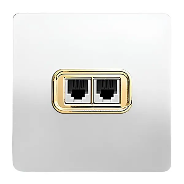 پریز تلفن دو قلو صنایع آسیا الکتریک مدل کریستال BLK-GLD - 2
