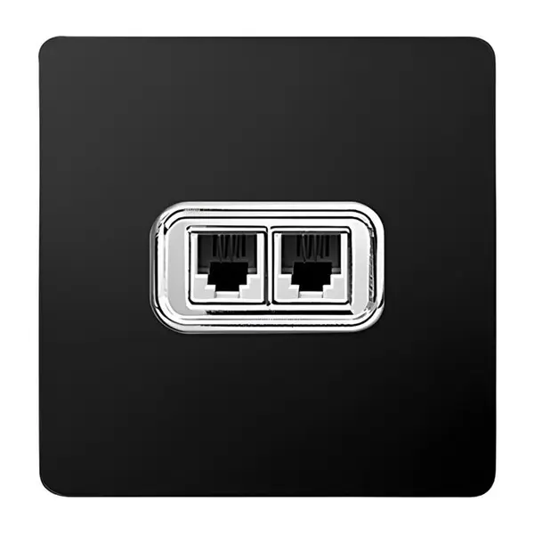 پریز تلفن دو قلو صنایع آسیا الکتریک مدل کریستال BLK-GLD - 4