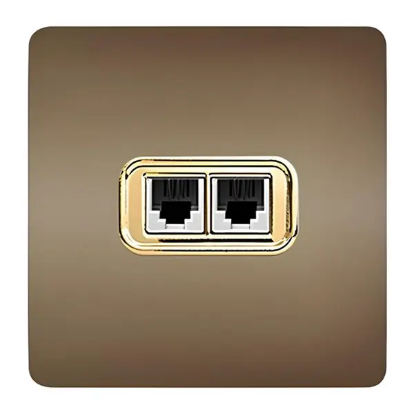 پریز تلفن دو قلو صنایع آسیا الکتریک مدل کریستال BLK-GLD - 6