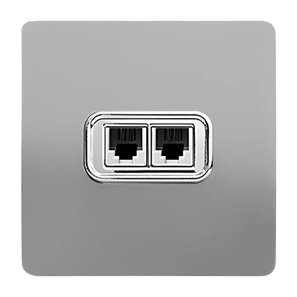 پریز تلفن دو قلو صنایع آسیا الکتریک مدل کریستال BLK-GLD - 3