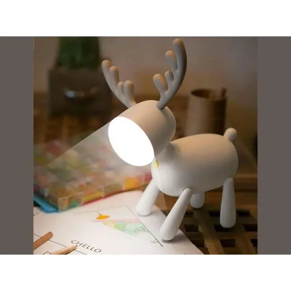 چراغ رومیزی سیلکونی فانتزی شارژی طرح گوزن L17 Cartoon deer small night light USB charging - 3
