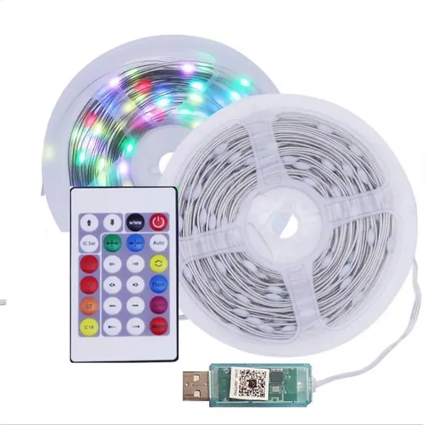 ریسه ال ای دی مدل فول کالر هوشمند بلوتوثی کد RGB IC usb 5v طول 10 متر - 2
