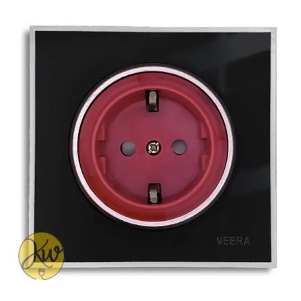 پریز یو پی اس ( UPS ) ویرا مدل آلفا گلس مشکی با زه استیل کلاسیک - ویرا الکتریک - 2