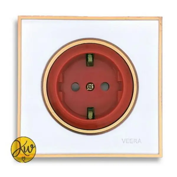 پریز یو پی اس ( UPS ) ویرا مدل آلفا گلس سفید با زه طلایی کلاسیک - ویرا الکتریک - 2