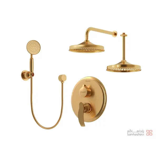 متعلقات شیر حمام توکار شودر مدل گلوریس تیپ 3 BRASS  - 2