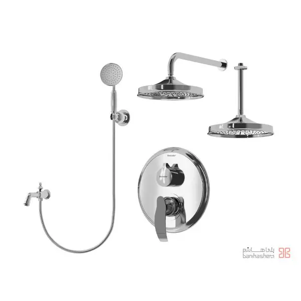 متعلقات شیر حمام توکار شودر مدل گلوریس تیپ 4 BRASS  - 2