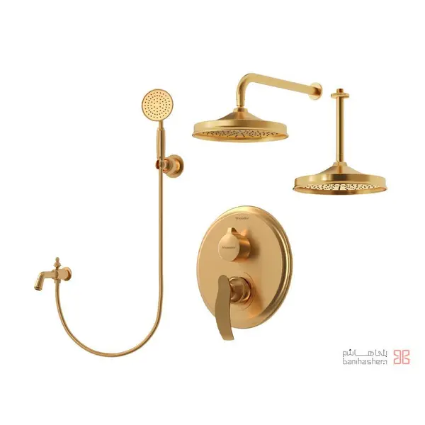 متعلقات شیر حمام توکار شودر مدل گلوریس تیپ 4 BRASS  - 2