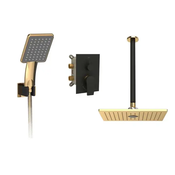 شیر توکار حمام شودر مدل رومر مشکی طلایی (سردوش پلاستیک ABS) تیپ 3 - 6