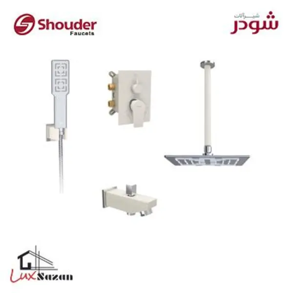 شیر توکار حمام شودر مدل رومر شیری کروم (سردوش پلاستیک ABS) تیپ 4 - 2