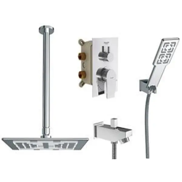 شیر دوش توکار شودر مدل رومر پلاس کروم تیپ ۴ brass - 6