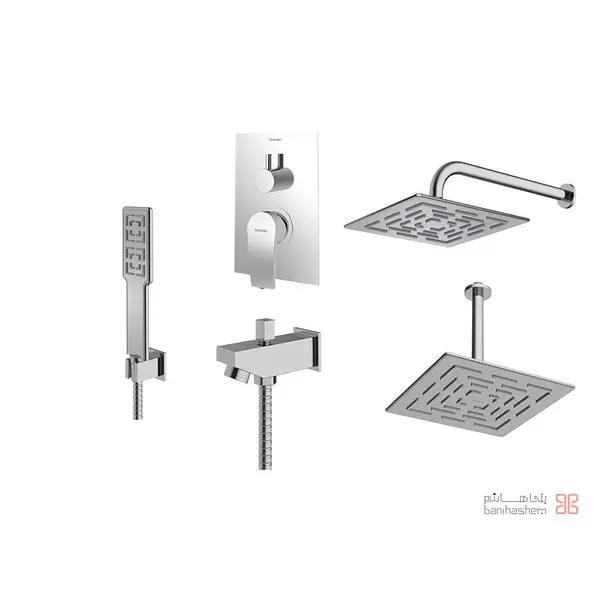 شیر دوش توکار شودر مدل رومر پلاس کروم تیپ ۴ brass - 5