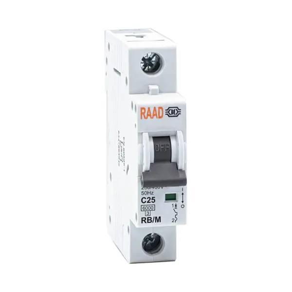 کلید مینیاتوری 1 پل 25 آمپر RB-M-1P-C25-6KA رعد - 2